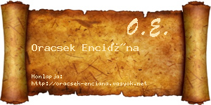 Oracsek Enciána névjegykártya